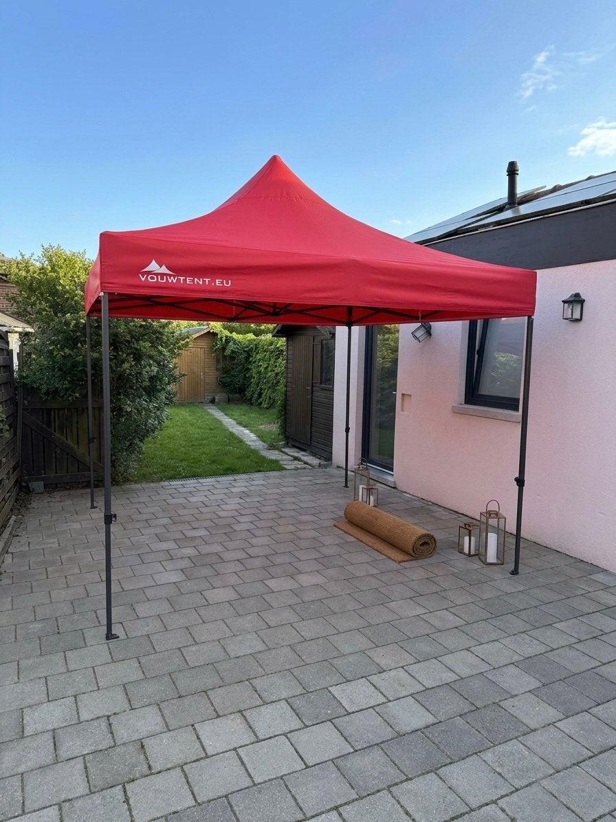 Stevige Rode Easy-Up Partytent (3x3m) – Zo goed als nieuw!, Ophalen, Opvouwbaar, Partytent, Minder dan 4 meter