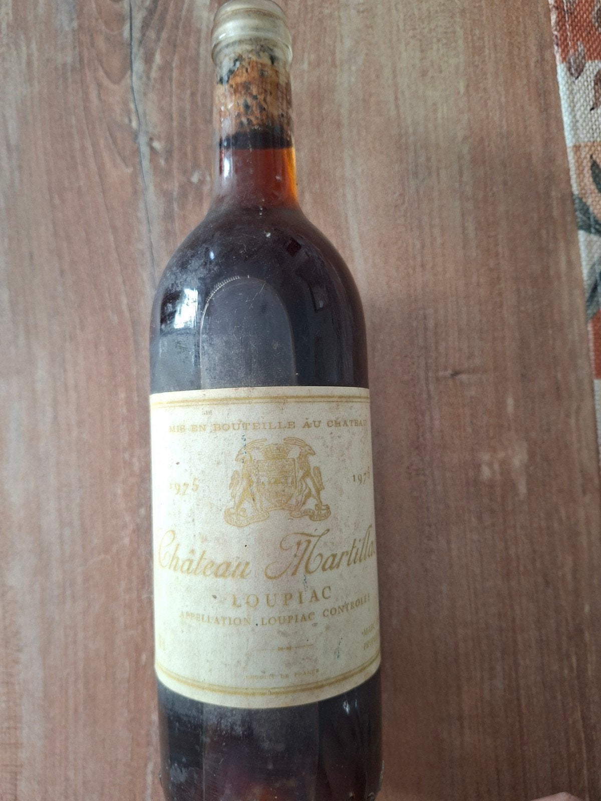 Ancienne bouteille Château Martin – Loupiac AOC – Vin de Bor, Neuf, Enlèvement ou Envoi, Pleine, Vin blanc