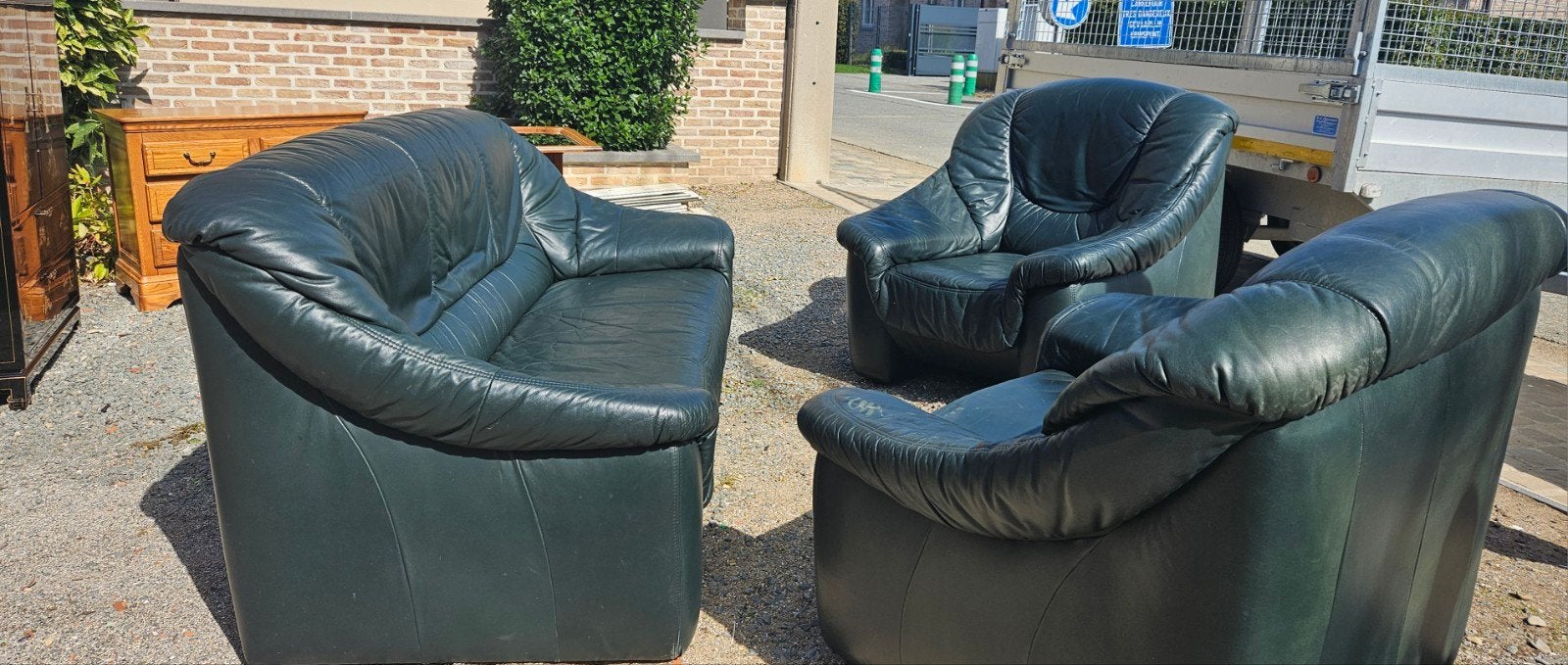 salon cuir 1x2 et 2x1 négociable, Enlèvement, Utilisé, Quatre personnes ou plus, Cuir