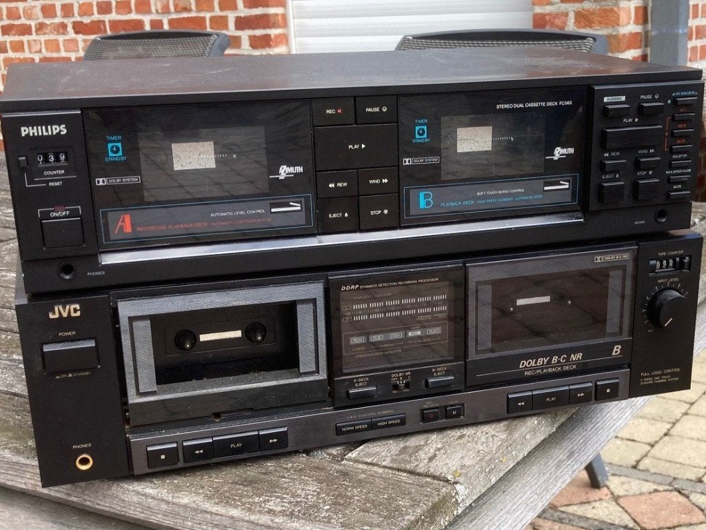 JVC + Philips deck na te kijken, Audio, Tv en Foto, Cassettedecks, Ophalen, Dubbel, JVC, Tiptoetsen