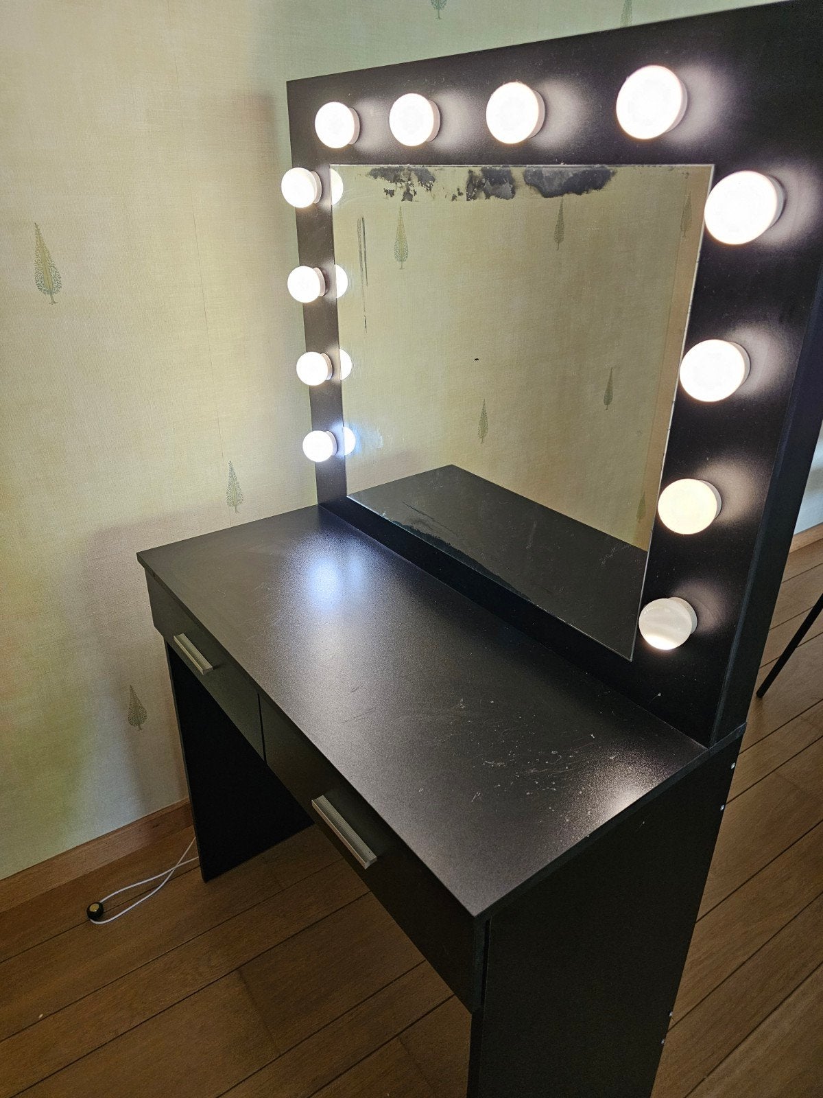 "Hollywood make-uptafel met verlichte spiegel – gebruikte st, Ophalen, Gebruikt, 100 tot 150 cm, 50 tot 100 cm