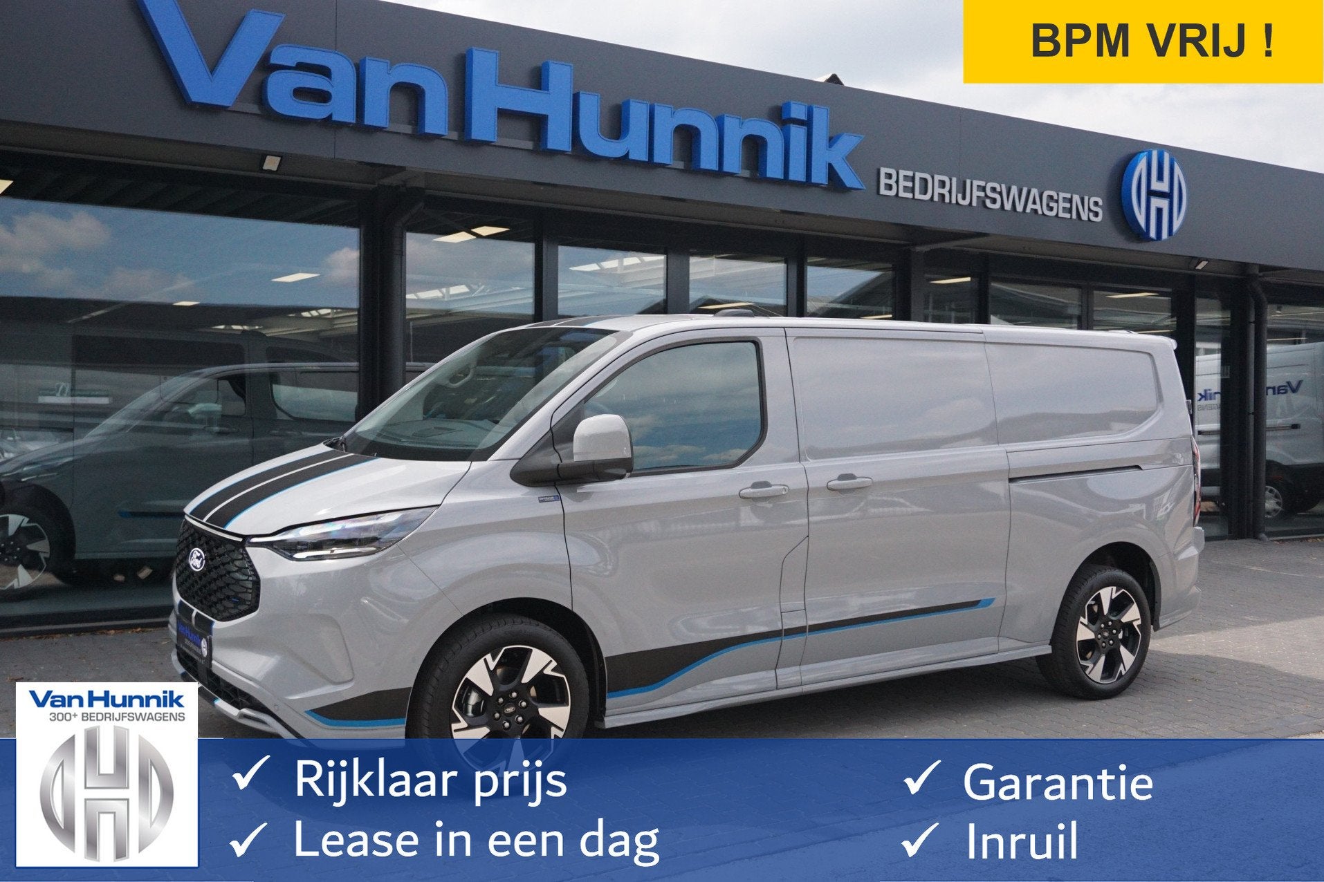 Ford Transit Custom 340L 218PK 71KWH Sport AUT Elektrisch Na, Argent ou Gris, 2500 kg, 2100 kg, 5 portes
