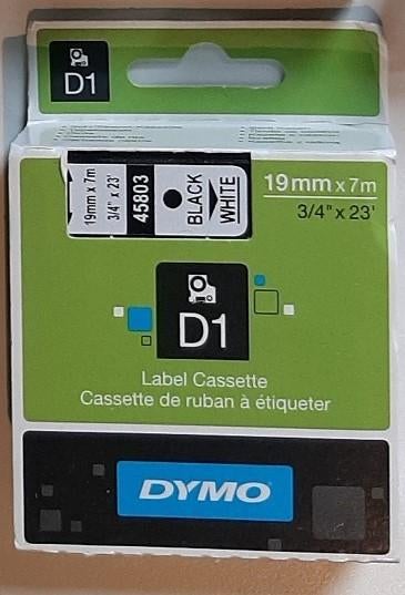 Dymo - tape cassette D1 - 19mm - zwart/wit (45803), Computers en Software, Labelprinters, Ophalen, Nieuw, Tape-label, Dymo