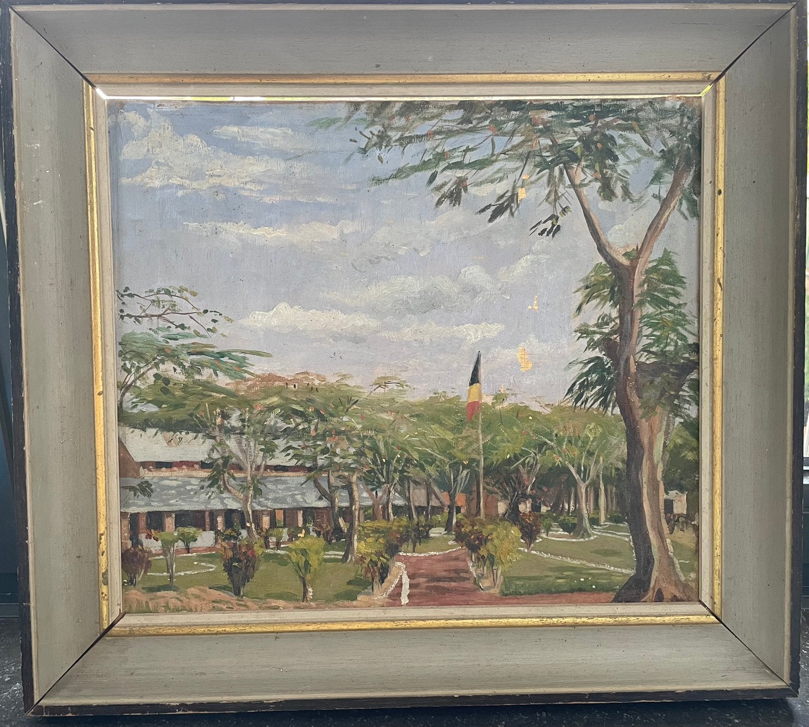 Tableau ancien Congo Belge (Buta, 1930-1950) - Art Colonial, Antiquités & Art, Art | Peinture | Classique, Peinture à l'huile