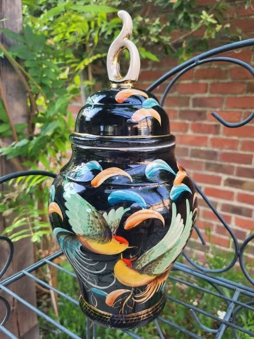 Magnifique vase vintage en céramique H. Bequet couvercle, Antiquités & Art, Enlèvement