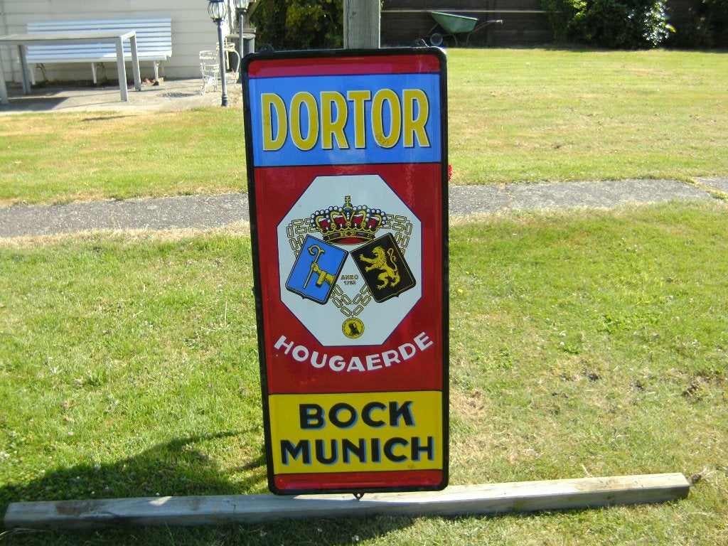 emaille bord dortor  bock munich, Verzamelen, Merken en Reclamevoorwerpen, Ophalen, Zo goed als nieuw
