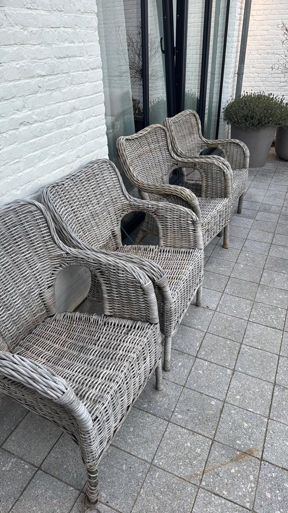 Set van 4 rotan ikea stoelen, Ophalen, Gebruikt, Rotan