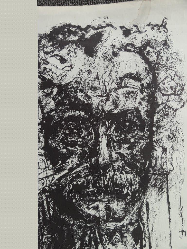 Litho Georges Brassens door Parsus exemplaire d'artiste 1974, Verzenden, Gebruikt, Poster, Artwork of Schilderij