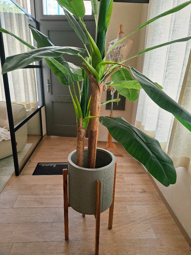 KUNSTPLANT BANANENBOOM 150 cm + POT OP VOET 73cm, Intérieur, Plante artificielle, Comme neuf, Enlèvement