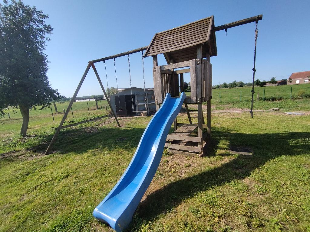 Grote schommel + glijbaan, huisje, picknickbank vr 4 kindjes, Ophalen, Schommel