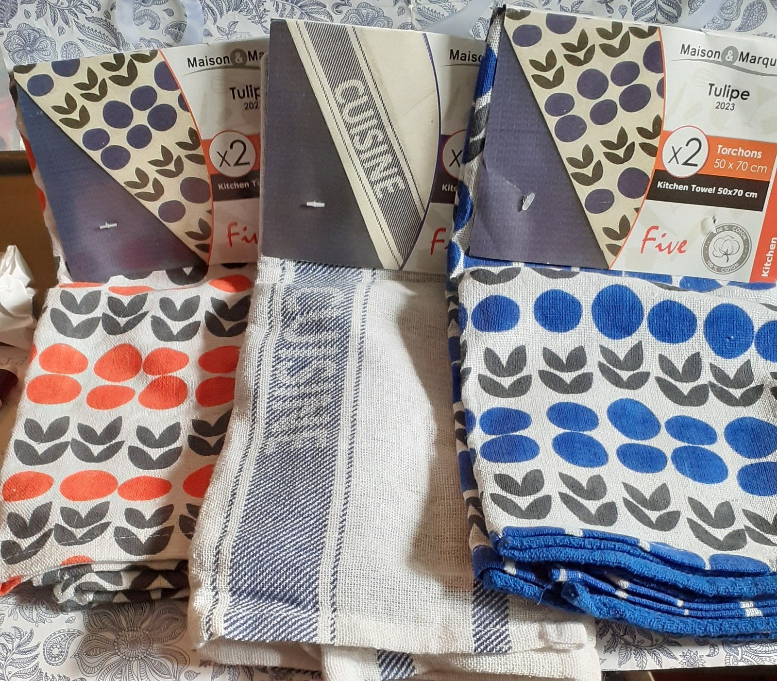 3 paquets de 2  essuies vaisselle diffèrent, Maison & Meubles, Cuisine | Linge de cuisine, Enlèvement ou Envoi, Neuf, Autres couleurs