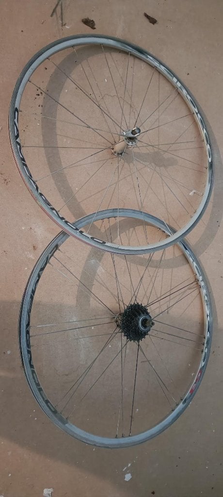 Campagnolo Scirocco koersfiets wielen 10sp cassette +ketting, Ophalen, Gebruikt, Campagnolo, Derailleur of Ketting