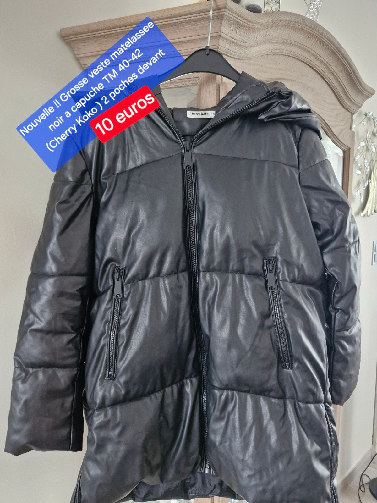 grote gewatteerde jas voor dames T 40/42, Kleding | Dames, Ophalen of Verzenden, Zwart