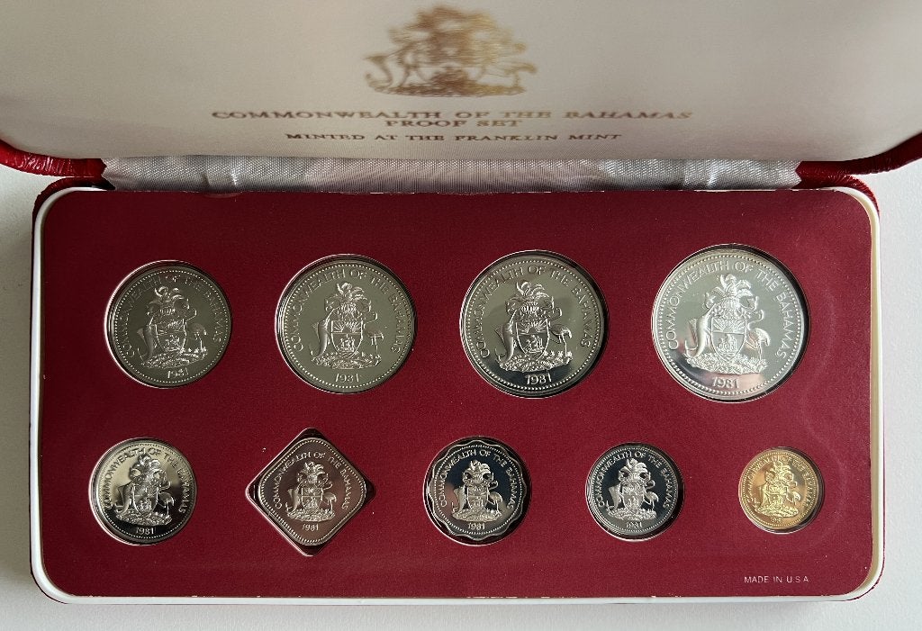 1981 Bahamas Proof Set. 9 Coins w/Silver Franklin Mint Box, Ophalen of Verzenden, Zuid-Amerika, Setje