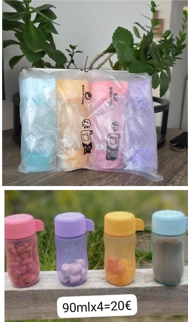 Tupperware mini eco flessen 4x 90ml Nieuw 20euro, Huis en Inrichting, Ophalen of Verzenden