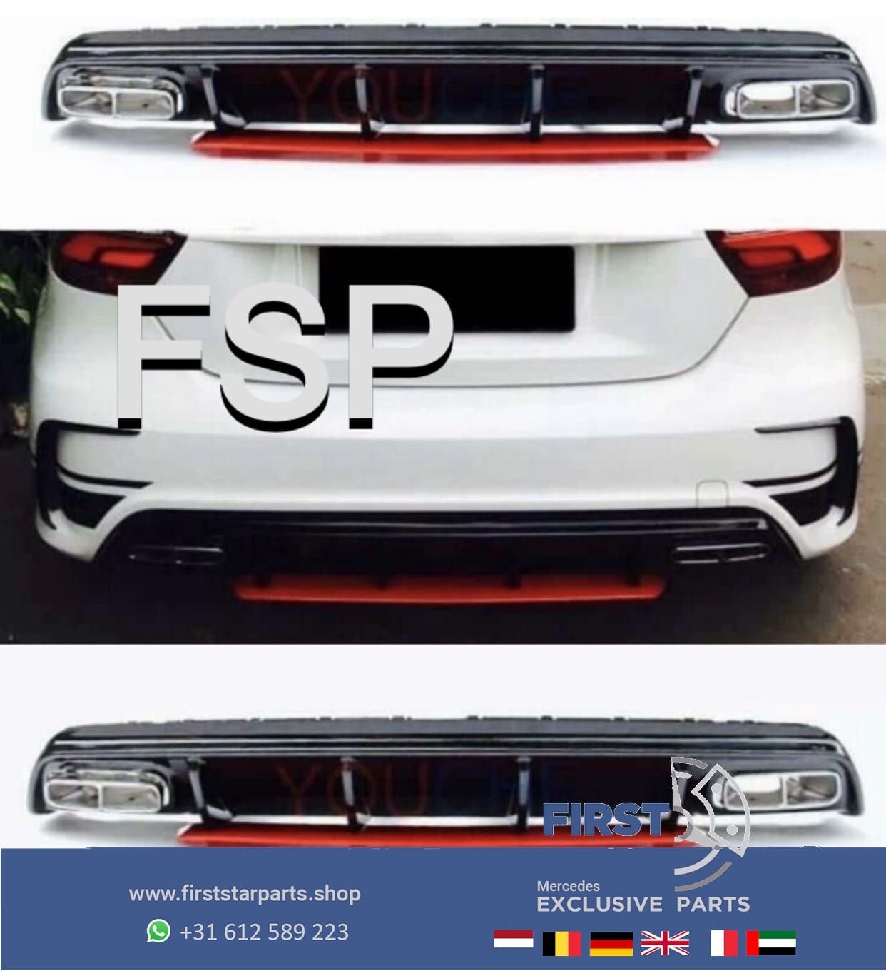 W176 A45 AMG DIFFUSER + UITLAATSIERSTUKKEN FACELIFT 2012-201, Auto-onderdelen, Gebruikt, -, Ophalen of Verzenden, -