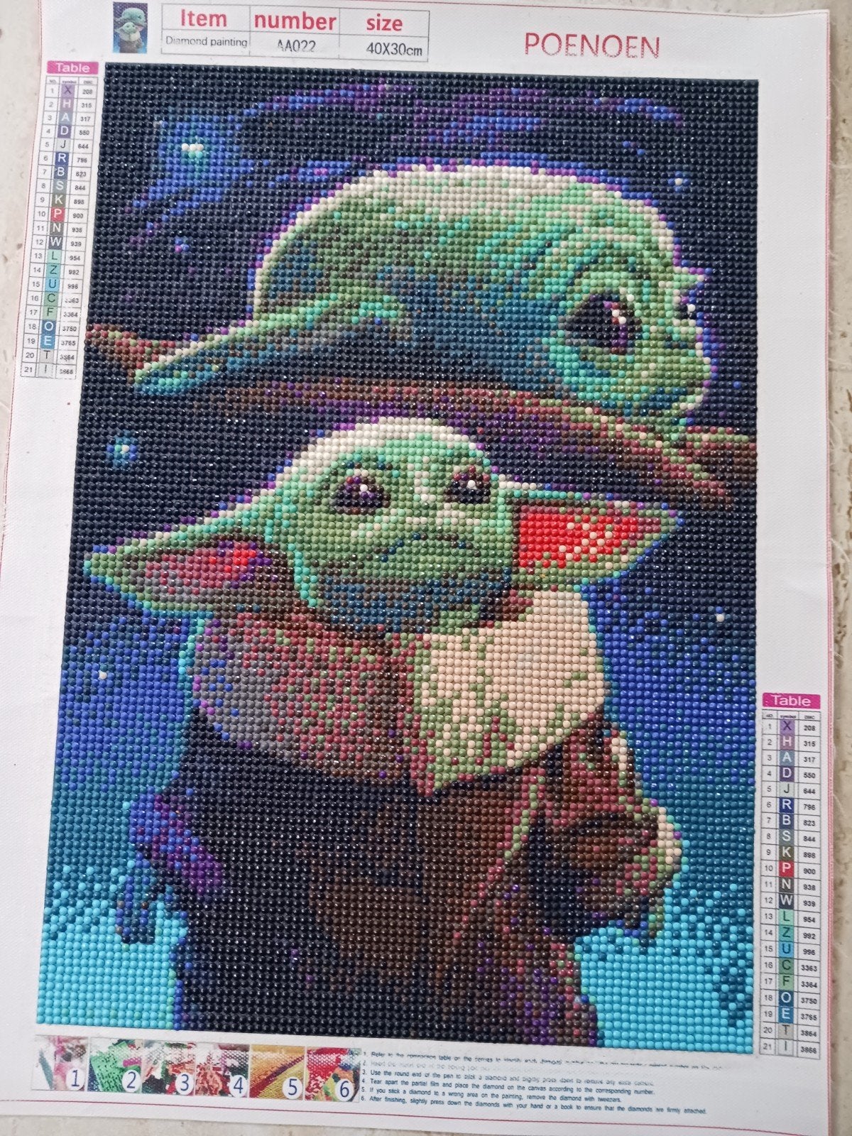 Afgewerkte diamond painting Baby yoda (Grogu)- Star Wars, Ophalen of Verzenden, Nieuw
