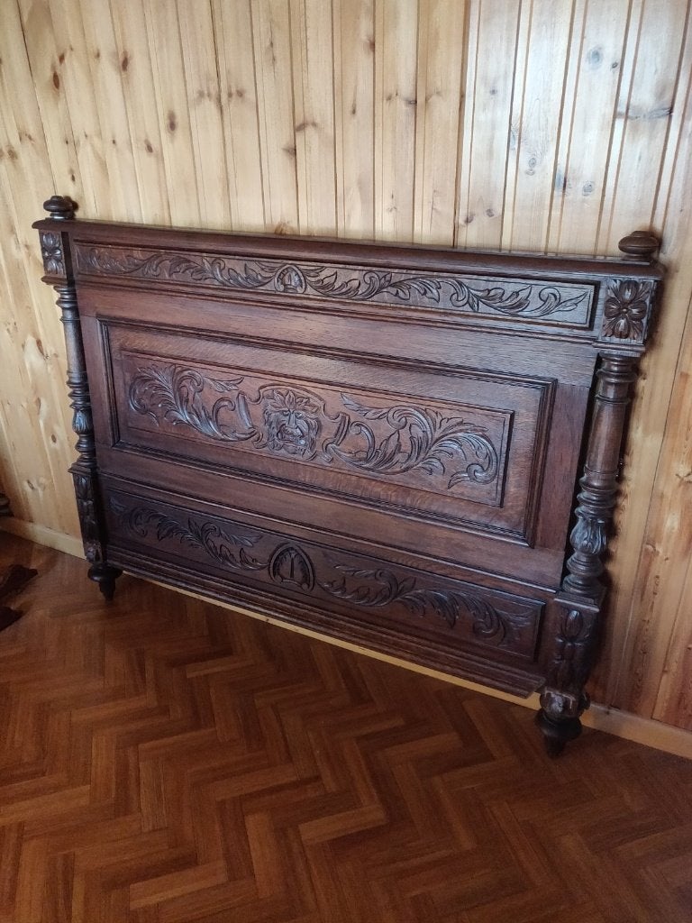 Antiek Twijfelaar bed, Huis en Inrichting, Slaapkamer | Bedden, Ophalen, Gebruikt, Bruin, Twijfelaar