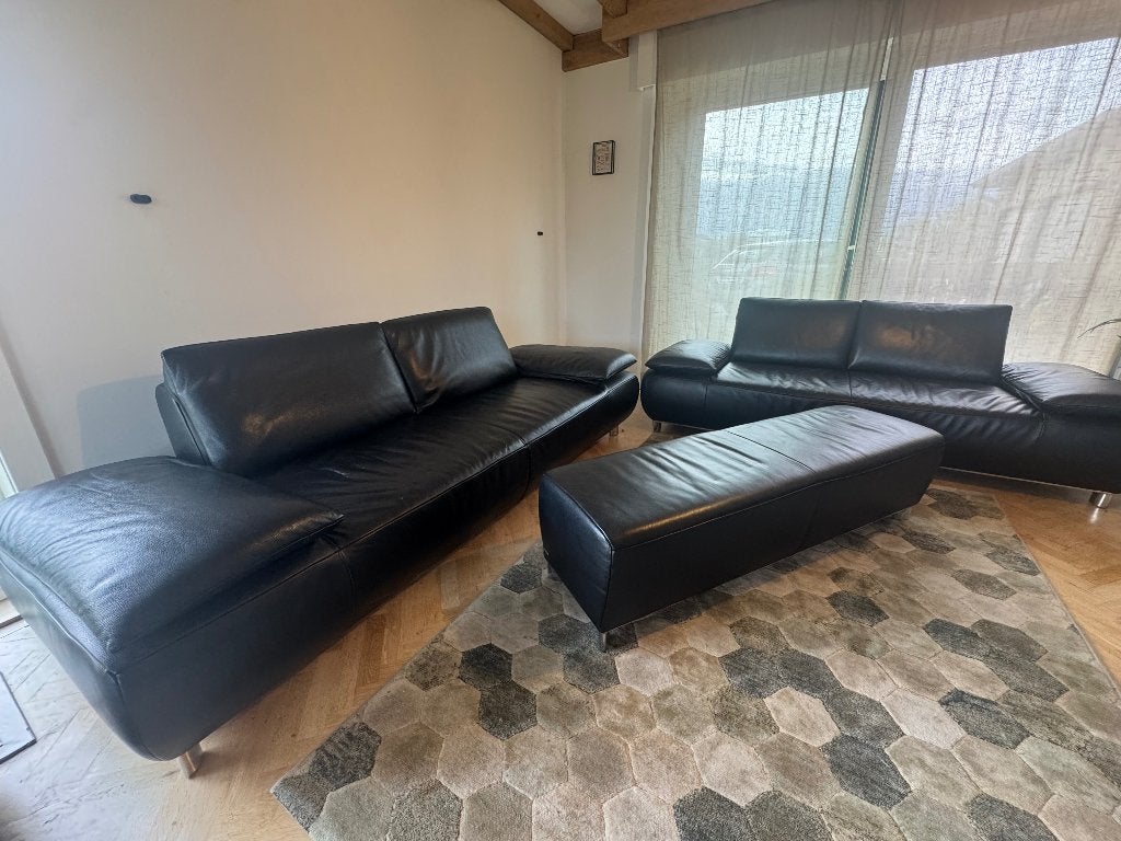 Sièges Koinor Volare en cuir noir, Maison & Meubles, Canapés | Salons, Autres dimensions, Banc droit, Enlèvement, Utilisé