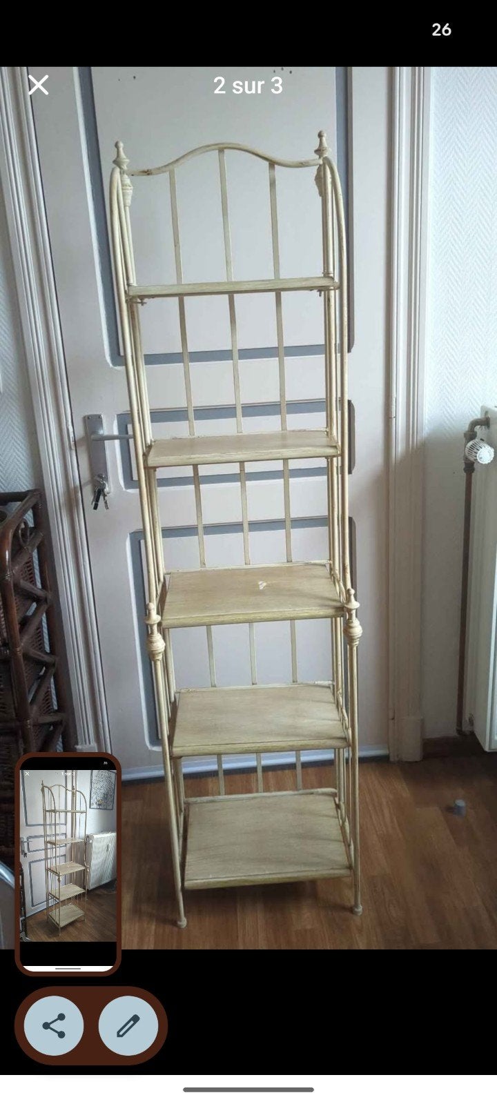 étagère en fer forgé couleur crème, Ophalen