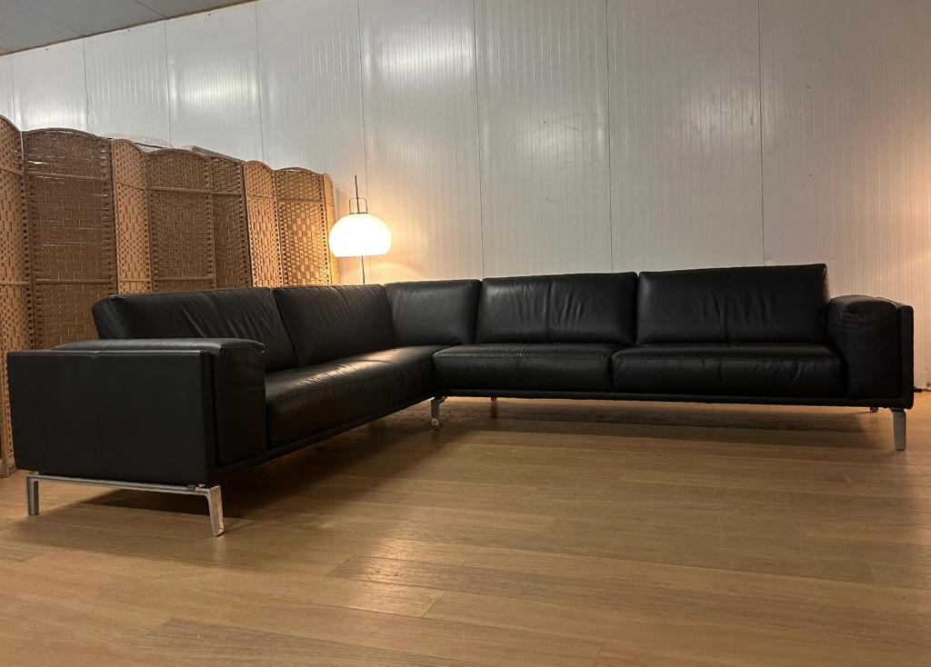 ÉTAT NEUF Leolux Bellice canapé d’angle cuir – PN: 14.500€, 150 cm ou plus, Quatre personnes ou plus, Comme neuf, Design Bankstellen Leolux