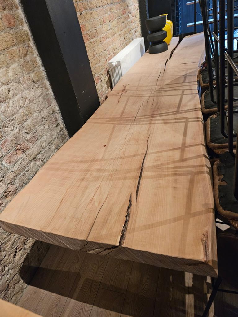Boomstamtafel, Huis en Inrichting, Tafels | Eettafels, Ophalen, 100 tot 150 cm, 200 cm of meer, Zo goed als nieuw