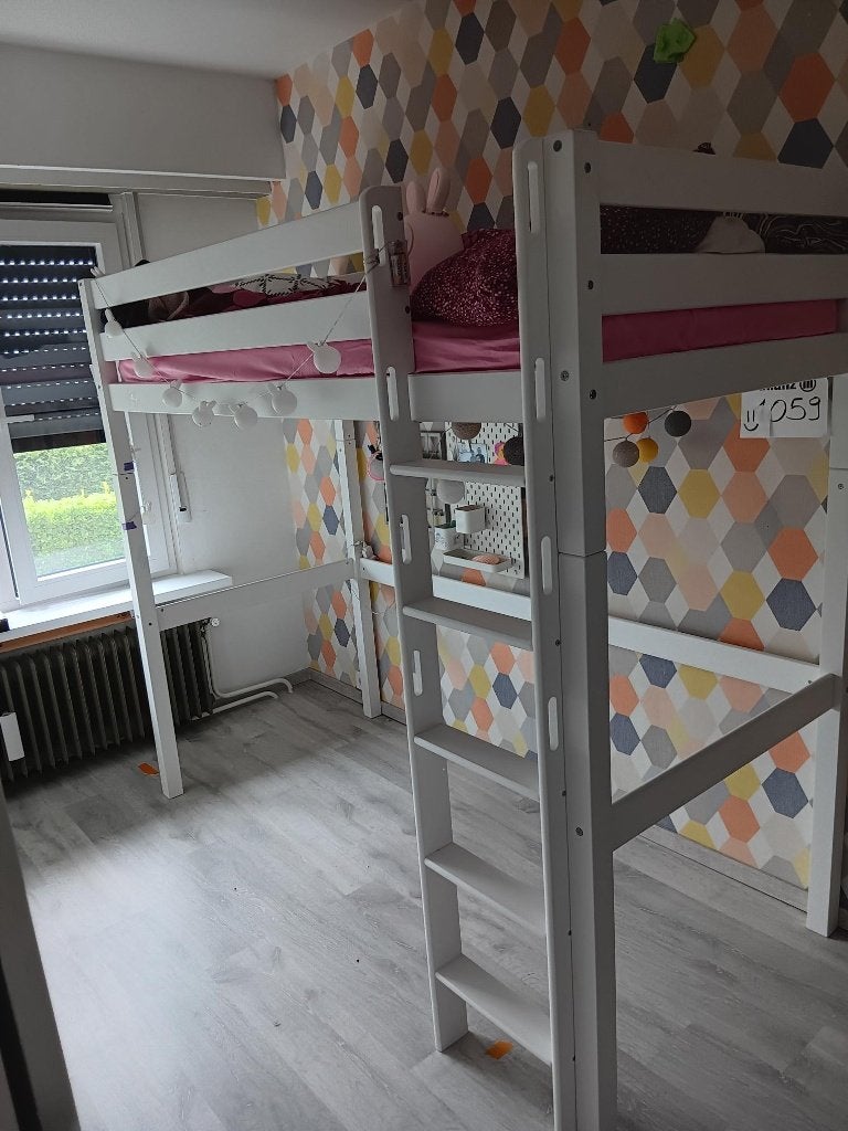 hoogslaper, Ophalen, 90 cm, Eenpersoons, Wit