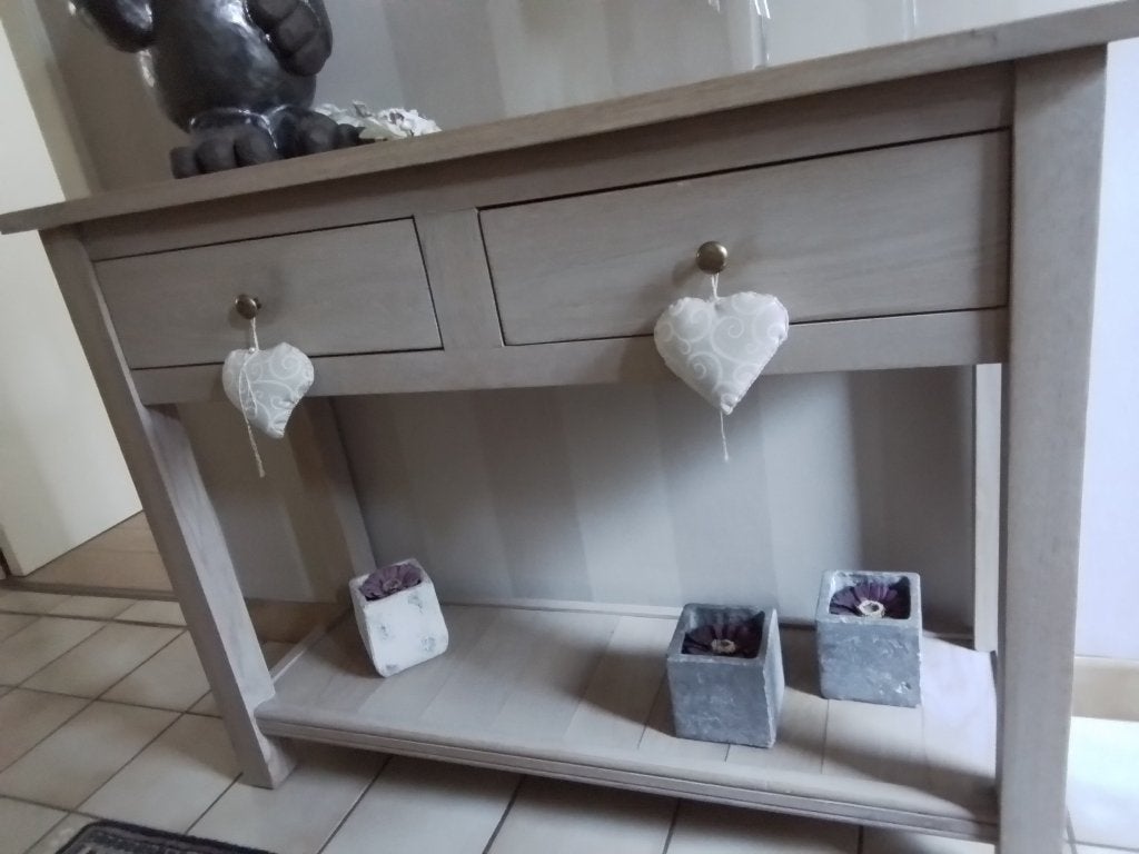 Haltafel met twee kleine lades, Ophalen, Natuurlijk materiaal, Bruin, Landelijk