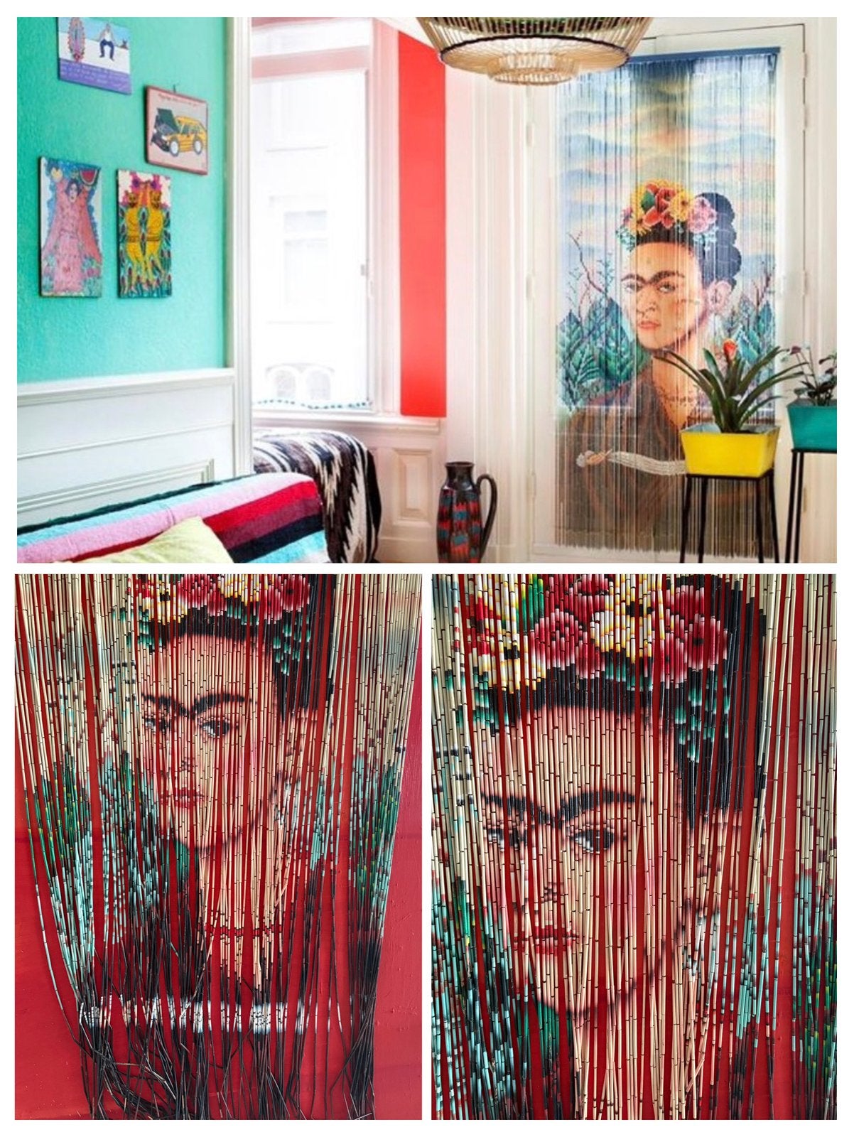 Rideau de porte en perles de bois Frida Kahlo Deurgordijn, Maison & Meubles, Accessoires pour la Maison | Paravents d'intérieur