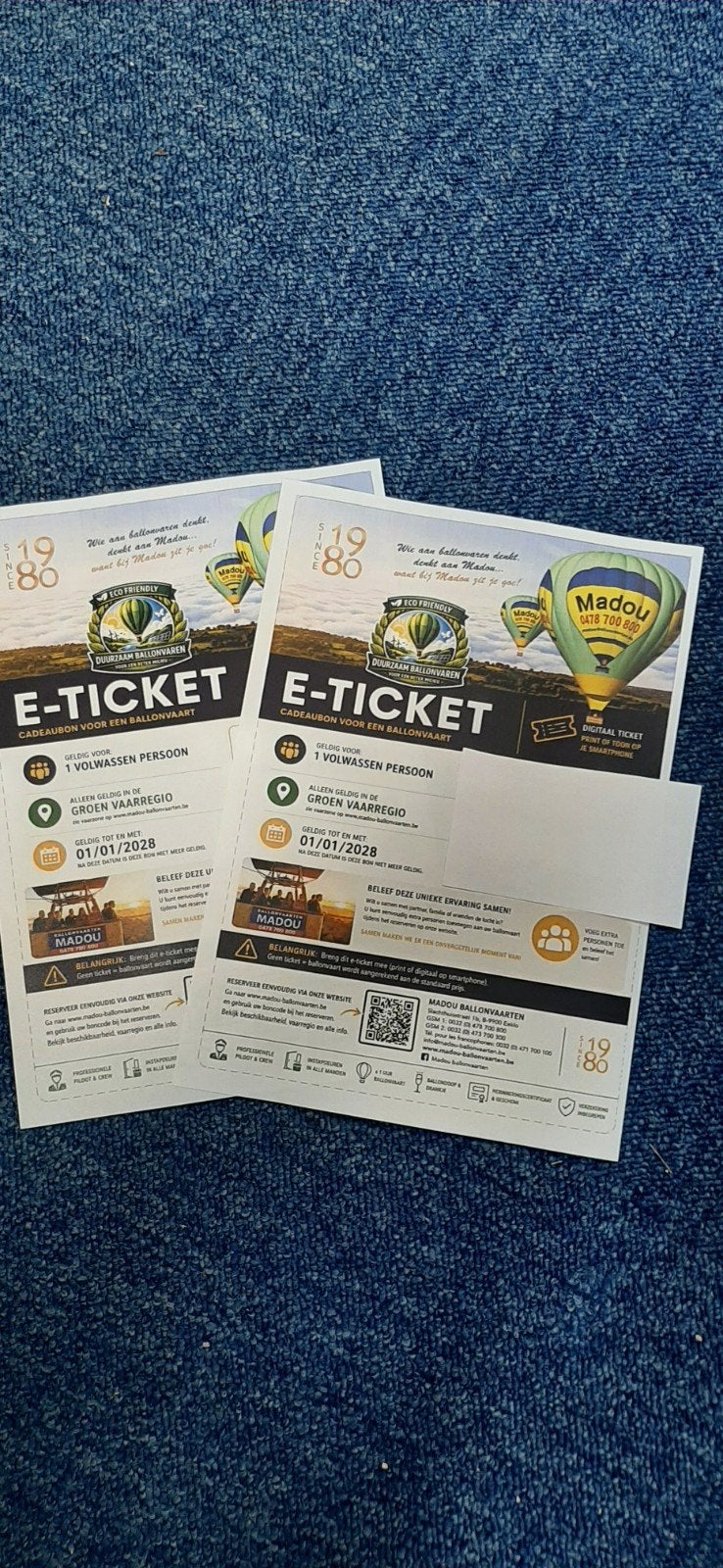 Ballonvaart 2p, Tickets en Kaartjes