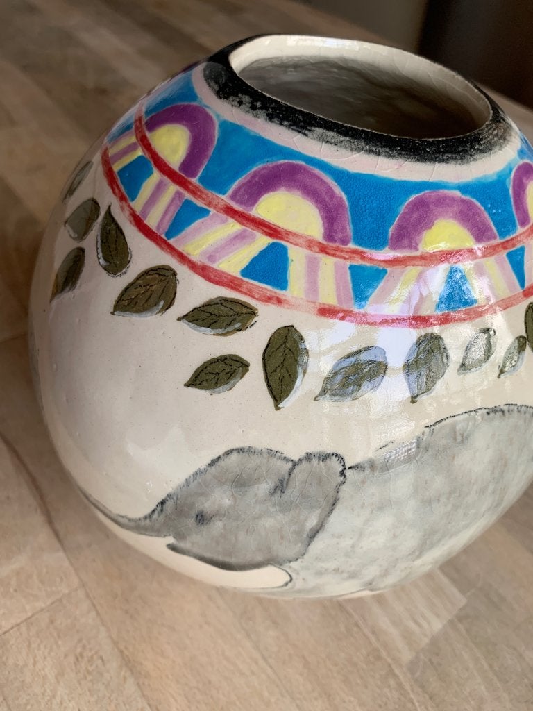 RONDE VAAS OLIFANT, Huis en Inrichting, Woonaccessoires | Vazen, Ophalen