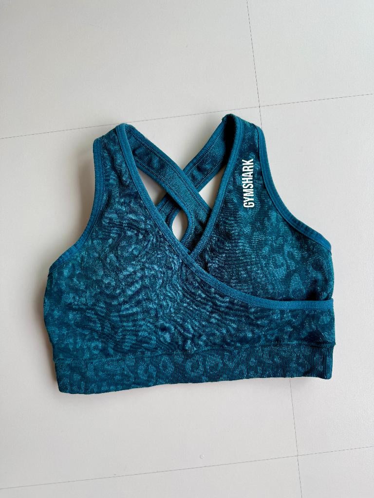 Gymshark Adapt Animal Sports Bra (S - blauw), Enlèvement ou Envoi, Taille 36 (S), Fitness ou Aérobic, Porté