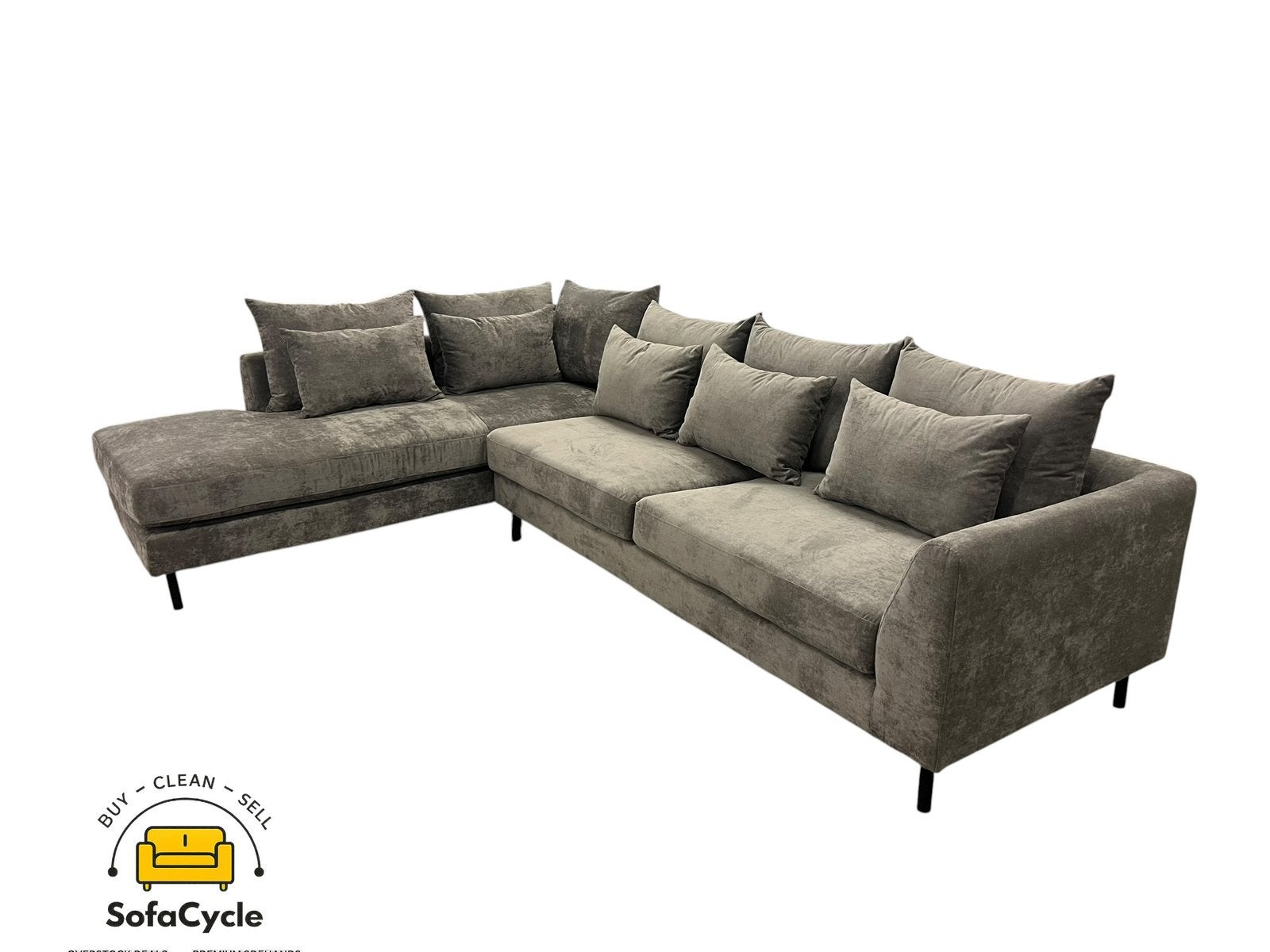 Grande chaise d'angle en tissu anthracite, — overstock, Enlèvement ou Envoi, Comme neuf, SofaCycle, Info@sofacycle.be