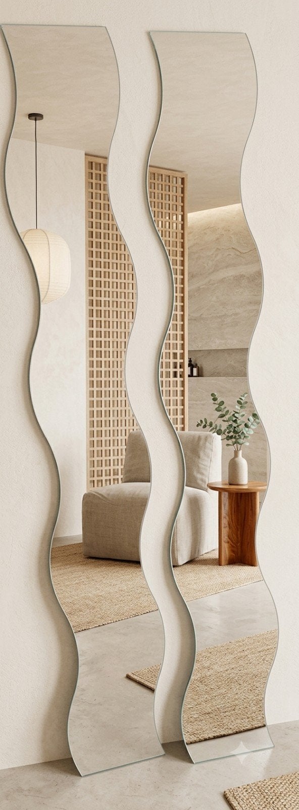 ​Koppeling Prachtige Golvende Passpiegels (IKEA Krabb – 2 st, Huis en Inrichting, Woonaccessoires | Spiegels, Ophalen