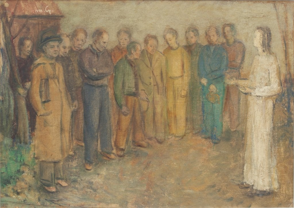 Luc Crombé (1920-2005): Jezus met apostelen (83 x 63 cm), Ophalen of Verzenden