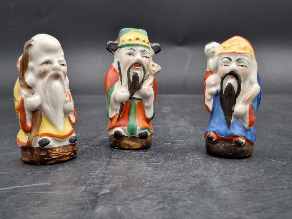 3 oude porseleinen Aziatische mannetjes, jaren 70, Antiek en Kunst, Ophalen of Verzenden