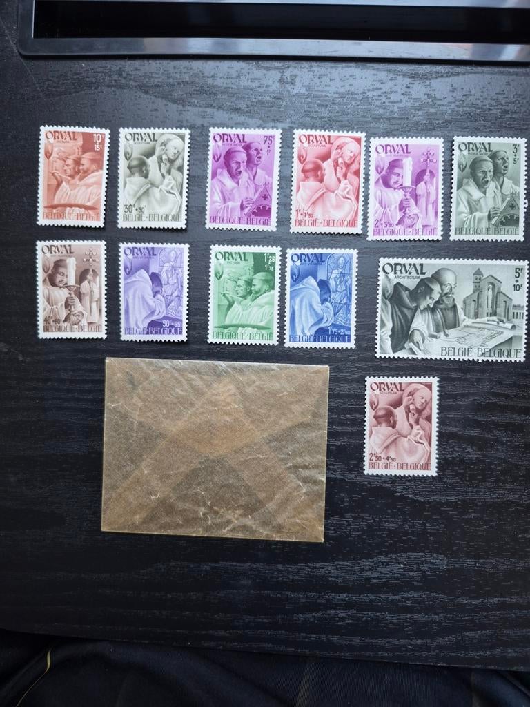 Lot 11 timbres Belgique - 4e série Orval 1941 Quasi-complet, Enlèvement ou Envoi