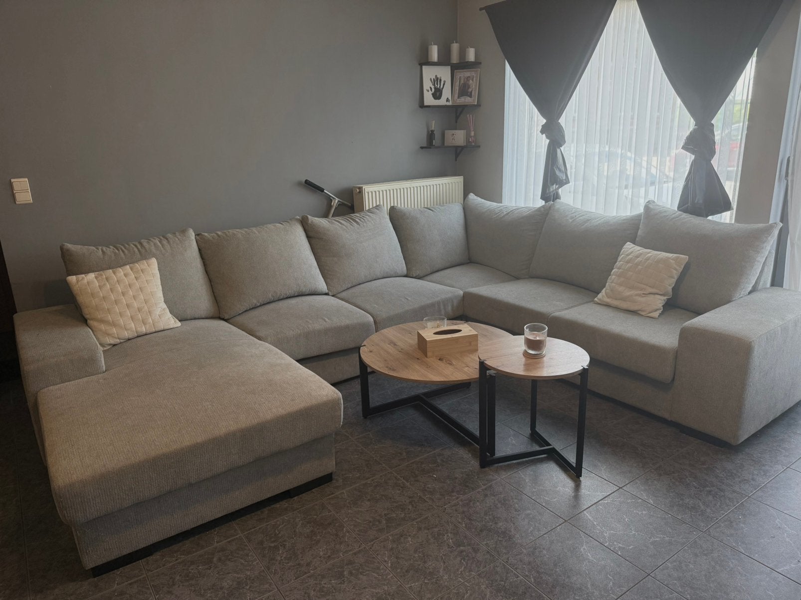 U zetel ( zetel bed ), Maison & Meubles, Enlèvement, Utilisé, Tissus, Licht grijs