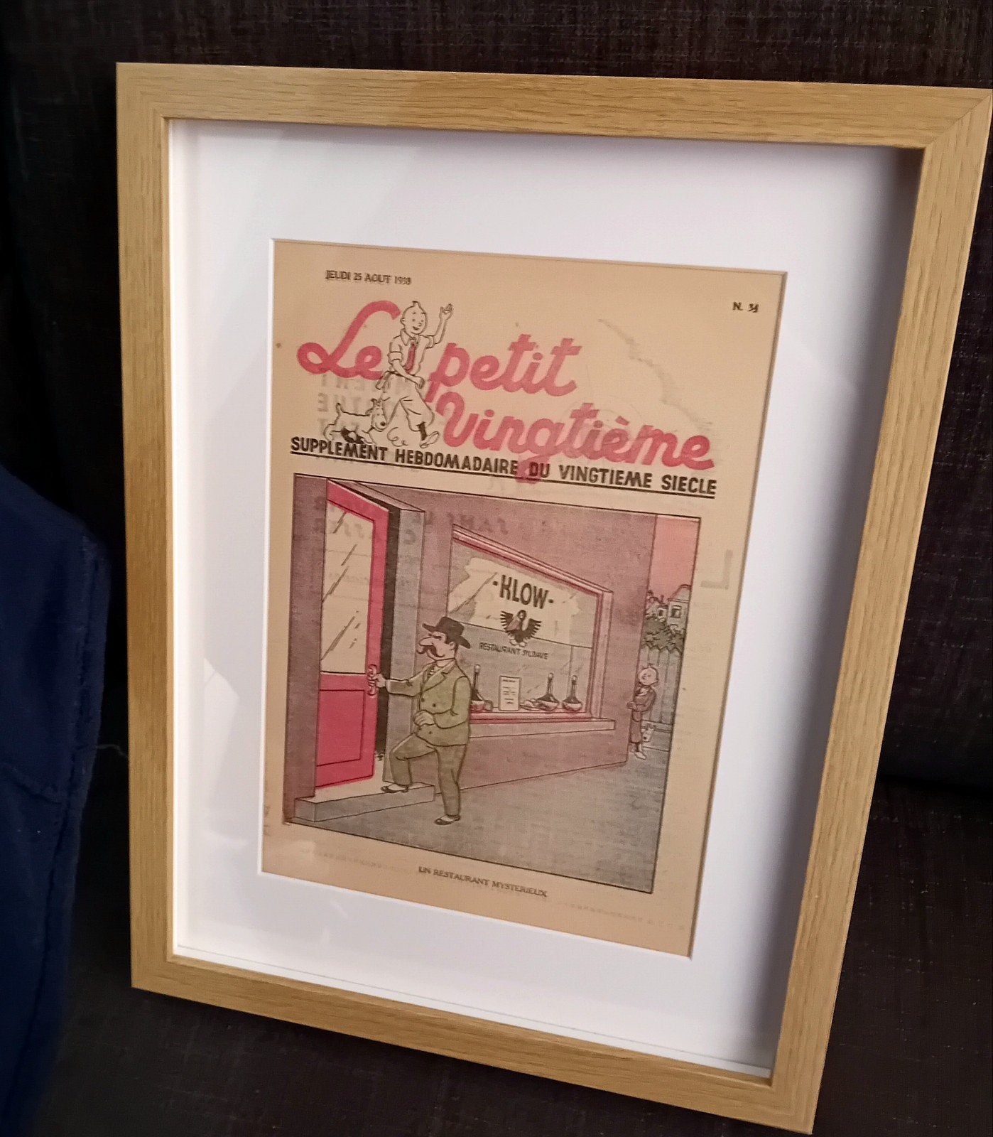 Tintin le petit vingtième lithographie encadrée 03, Collections, Enlèvement ou Envoi, Tintin, Comme neuf, Image, Affiche ou Autocollant