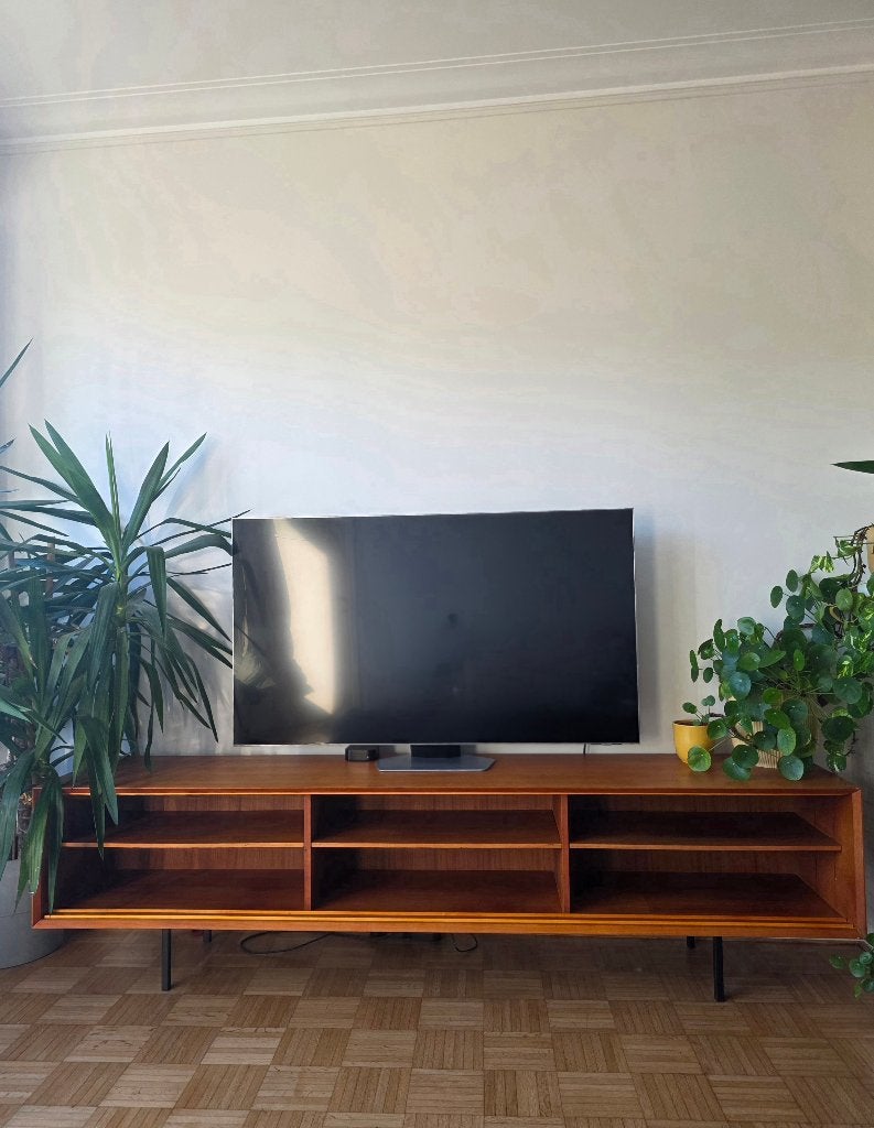 Vintage TV-Meubel, Huis en Inrichting, Ophalen, Teakhout, Zo goed als nieuw, 200 cm of meer