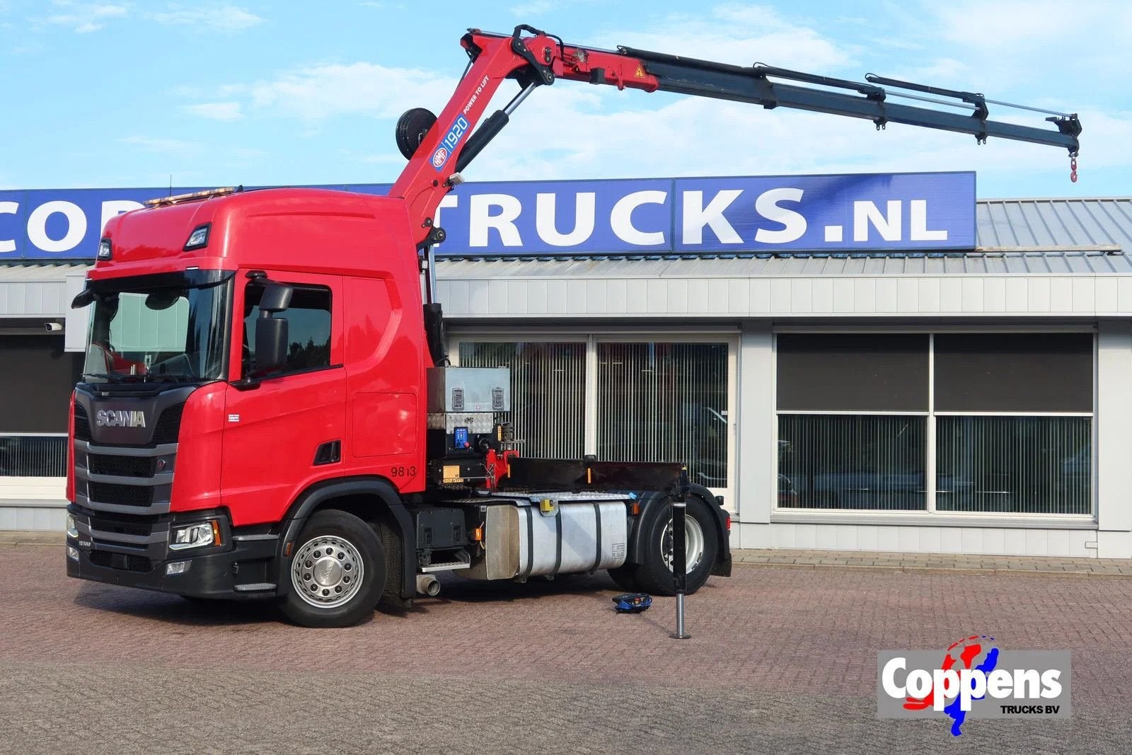 Scania R500 NGS 4x2 Trekker met kraan HMF 1920, Auto's, Automaat, Scania, Bedrijf, Diesel