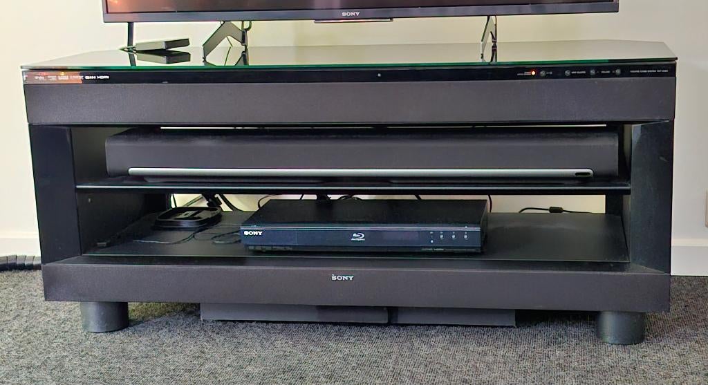 TV Meubel met geintegreerd geluidssysteem, Ophalen, Gebruikt, 100 tot 150 cm, Glas