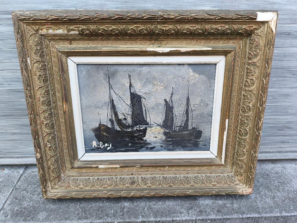 Huile sur toile marine signe, Antiquités & Art, Art | Peinture | Classique, Enlèvement ou Envoi