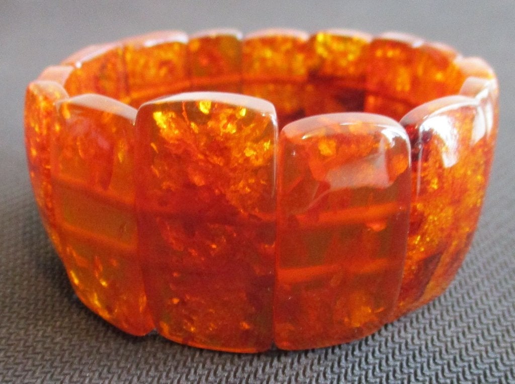 AA-2: BALTISCHE AMBER ARMBAND met ELASTIC-Br.: 2 tot 3 cm., Bijoux, Sacs & Beauté, Bijoux anciens, Envoi, Autres matériaux, Bracelet
