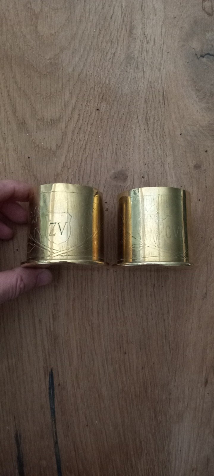 Zeldzaam koppel lege Duitse 6cm Marine Hulzen WO1, origineel, Verzamelen, Militaria | Algemeen, Ophalen of Verzenden, Marine