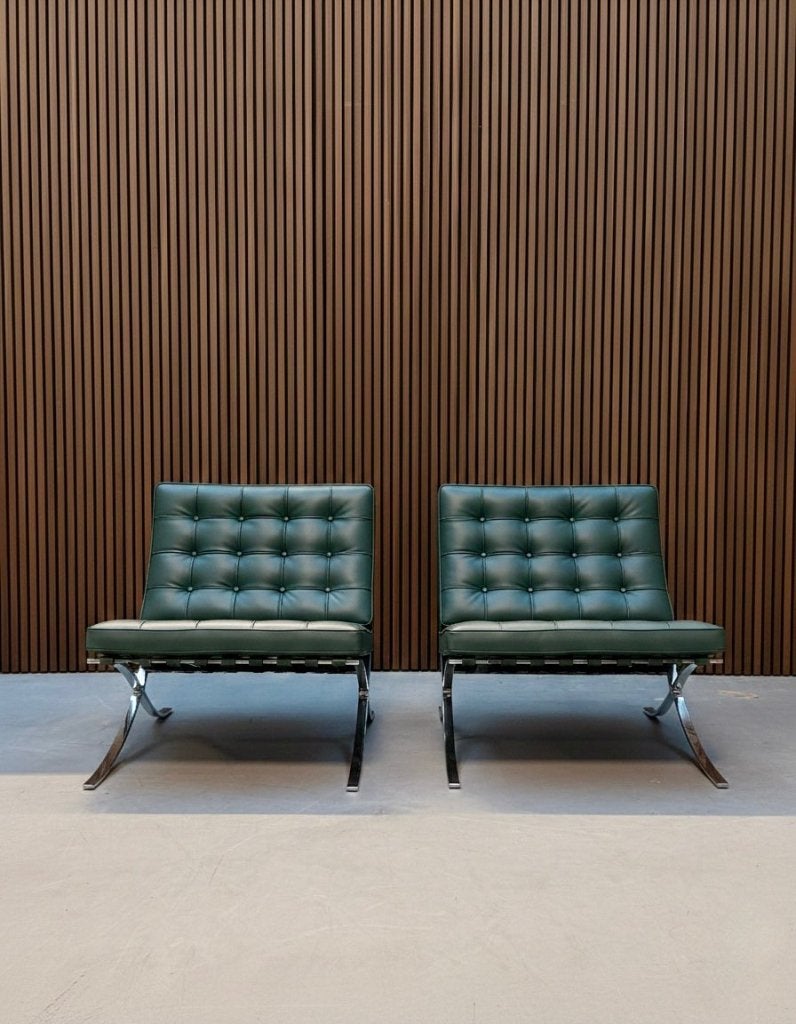 Originele Knoll Barcelona Chair | Bauhaus Groen Volo Leder, Ophalen of Verzenden