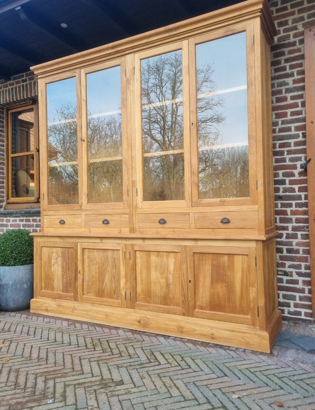 buffet/vitrine en teck ART :, Maison & Meubles, Teck, 200 cm ou plus, ., Comme neuf