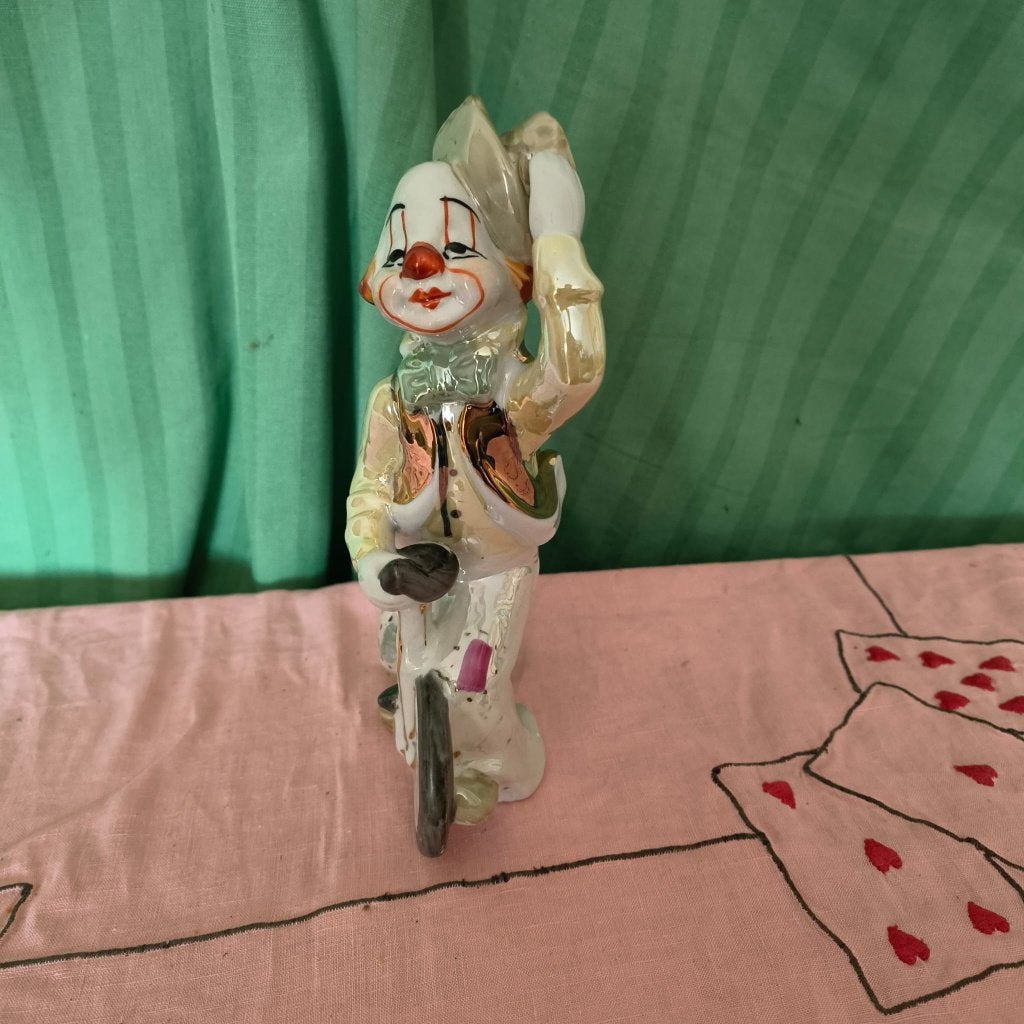 Beeldje van een Clown op een éénwieler, Ophalen of Verzenden, Gebruikt, Mens
