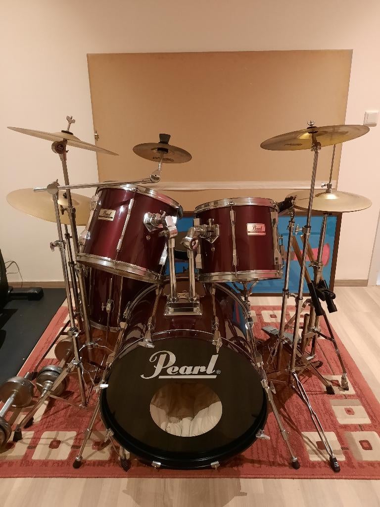 Drumstel Pearl compleet met cymbalen, Muziek en Instrumenten, Drumstellen en Slagwerk, Ophalen, Gebruikt, Pearl