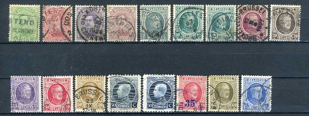 (B) Lot de timbres Albert Ier estampillés (1915 - 1927) - 25, Envoi, Affranchi, Oblitéré